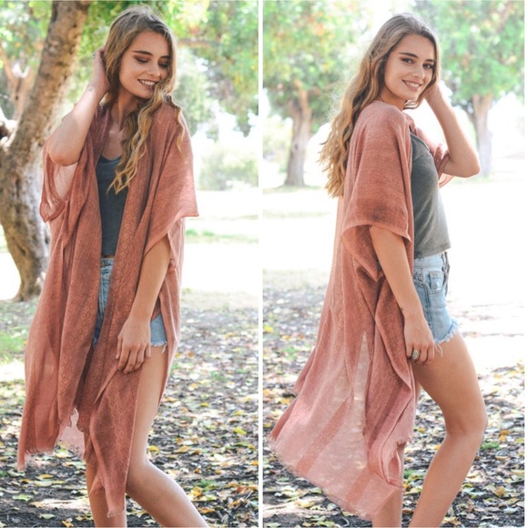 Accessories - Copper Woven Long Tribal Kimono Wrap